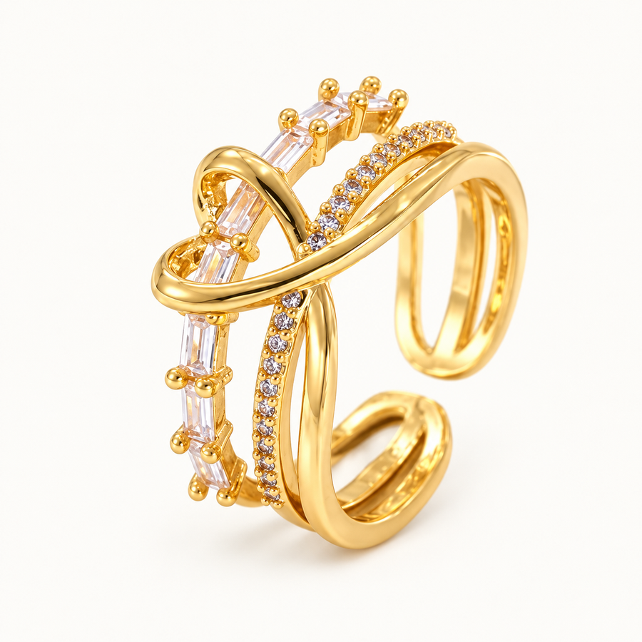 Crossed Lines Open Ring